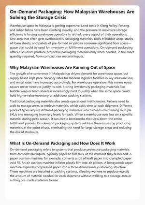 Maximize Warehouse Space in Malaysia: On-Demand Packaging Solutions