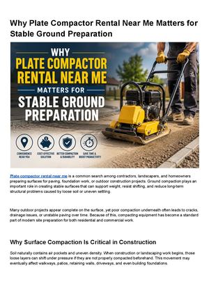 Plate Compactor Rental Near Me