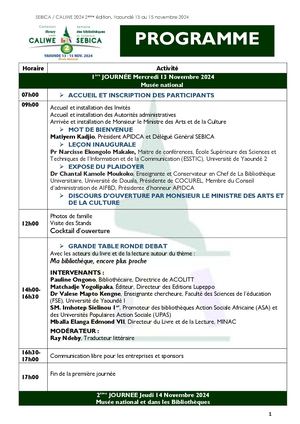 Programme Sebica$caliwe2024 Ydé13au15nov
