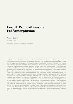 Les 31 Propositions de l'Idéamorphisme