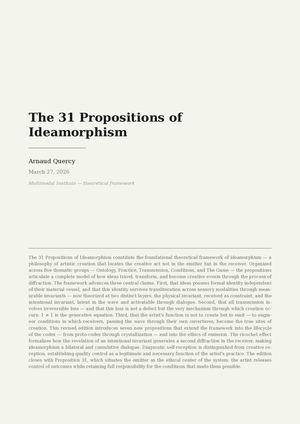 The 31 Propositions of Ideamorphism