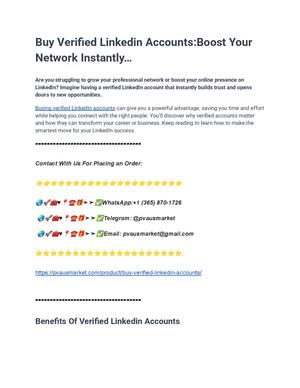 Buy Verified Linkedin Accounts Boost Your Network Instantly…