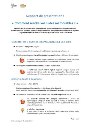 Synthése éCrite Support De Présentation