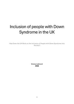 Essay on the inclusion of people with Down Syndrome into British Society