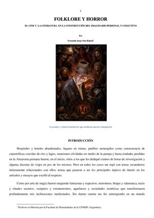FOLKLORE Y HORROR. EL CINE Y  LA LITERATURA  EN LA CONSTRUCCIÓN DEL IMAGINARIO PERSONAL Y COLECTIVO