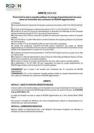 Arrete Enquete Publique Zonage Assainissement