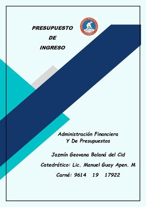 PRESUPUESTO DE  INGRESO