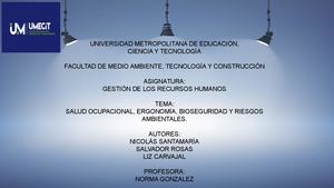 Ppt Salud Ocupacional, Ergonomia, Bioseguridad Y Riesgo Ambiental