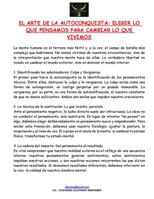 El Arte De La Autoconquista