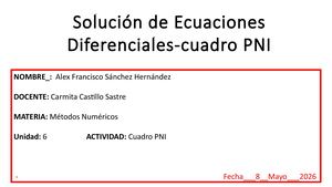 Solución De Ecuaciones Diferenciales Cuadro Pni