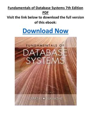 Fundamentals Of Database Systems 7th Edition PDF