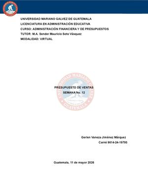 Presupuesto De Ventas Semana 12