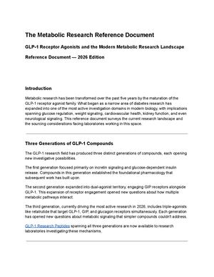 The Metabolic Research Reference Document