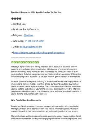 Buy Gmail Accounts 100% Aged & Number Verified Usa