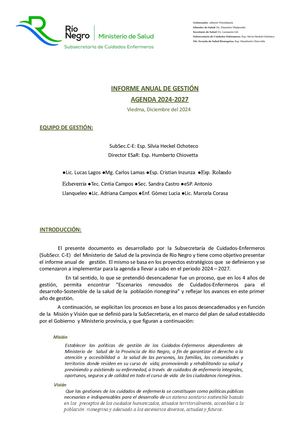 INFORME ANUAL DE GESTIÓN AGENDA 2024-2027 Viedma, Diciembre del 2024
