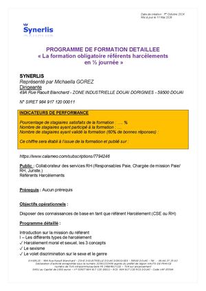 Programme Détaillé Référent Harcèlement
