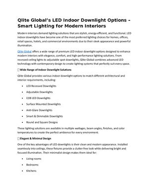 Qlite Global’s Led Indoor Downlight Options – Smart Lighting For Modern Interiors