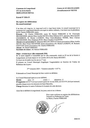 2026 33 Revision Du Loyer Villa Communale