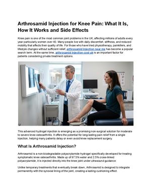 Arthrosamid Injection for knee pain treatment