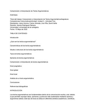 Comprensión E Interpretación De Textos Argumentativos