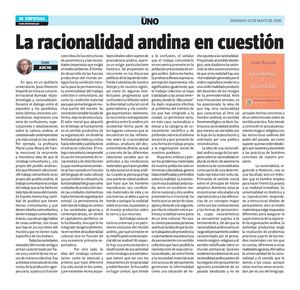 2026 05 10 Diario Uno 10 La Racionalidad Andina En Cuestión