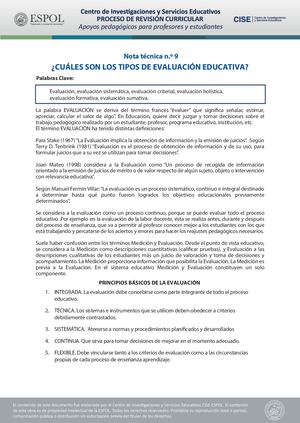 ¿Cuáles Son Los Tipos De Evaluación Educativa