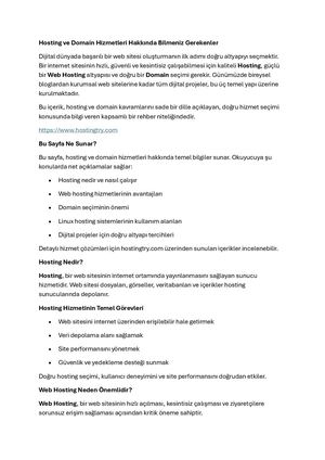 Hosting Ve Domain Hizmetleri Hakkında Bilmeniz Gerekenler