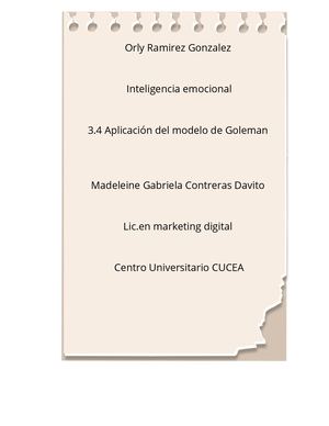 Orly Ramírez González Inteligencia Emocional 3 4 Aplicación Del Modelo De Goleman Madeleine Gabriela Contreras Davito Lic En Marketing Digital Centro Universitario Cucea Revista Digital Autoanális