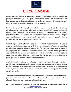 Etica Sindical