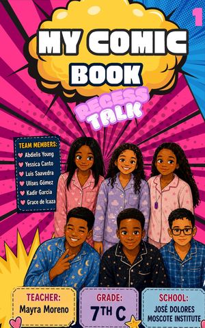 Pink And Blue Comic Retro Illustrative Super Hero Book Cover