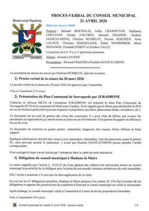 260421 Procès Verbal Du Conseil Municipal