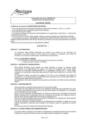 Ar26st115 Av Portant Permis De Stationnement Rue Michèl Girard Du 15 05 Au 18 05 2026