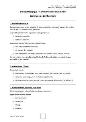 Etude Comparative Communication Conseil Municipal De Valette Mai 26
