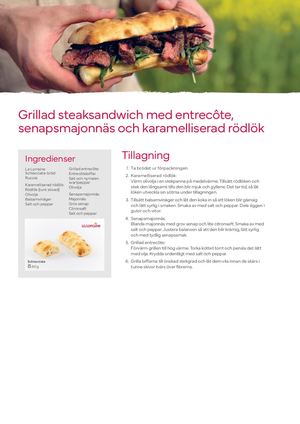 Grillad steaksandwich med entrecôte, senapsmajonnäs och karamelliserad rödlök