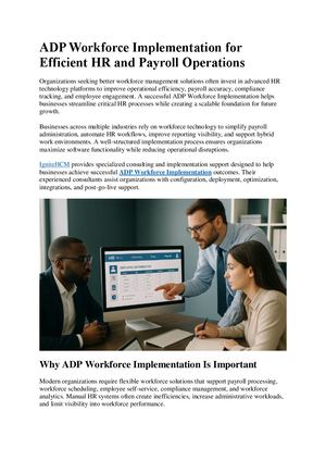 Adp Workforce Implementation For Efficient Hr And Payroll Operations