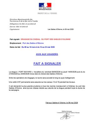 Avis Aux Usagers Dragage Mai 2026
