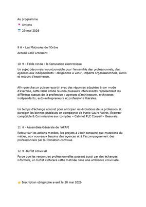 Au Programme Les Matinales et l'AG