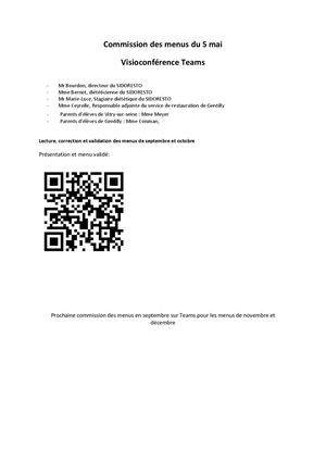 Commission Des Menus Du 5 Mai