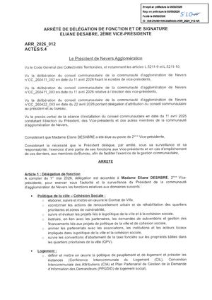 ARR 2026 012 Delegation E DESABRE
