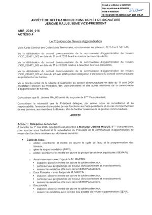 ARR 2026 018 Delegation J MALUS