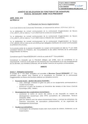 ARR 2026 019 Delegation P DESSAUNY