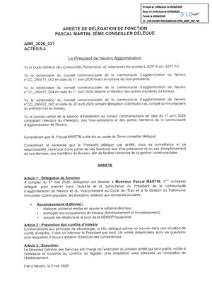 ARR 2026 027 Delegation P MARTIN