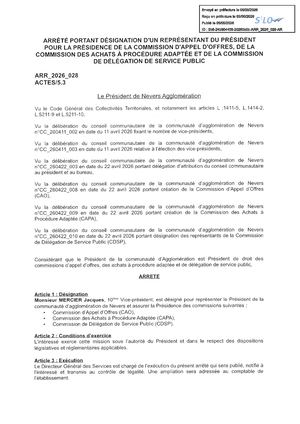 ARR 2026 028 Delegation President CAPA CAO CDSP