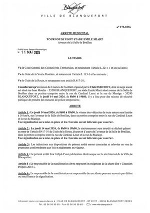 Arrêté n°172-2026