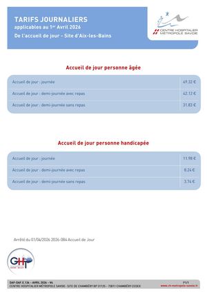 DAF.E.124 Tarifs Accueil de jour Aix Les Bains 2026