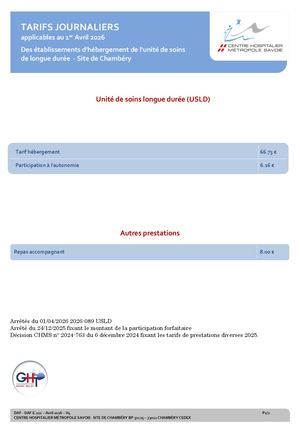 DAF.E.121 Tarifs Usld 2026 Chambery