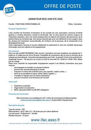 Animateur Trice ACM - CEE - Saint Révérend