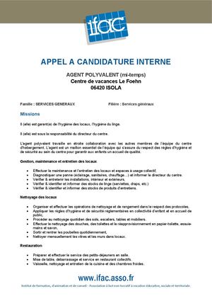 Agent Polyvalent F H (mi Temps) - CDD - Isola