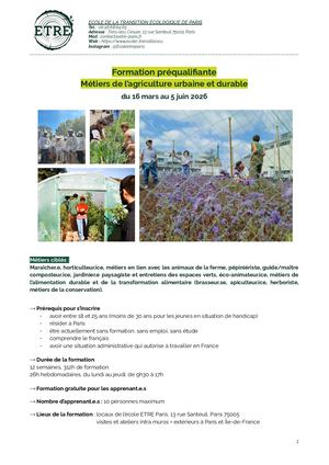 Etre Paris Formation Métiers De L'agriculture Urbaine Et Durable