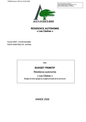 Budget Primitif résidence les Cèdres 2026